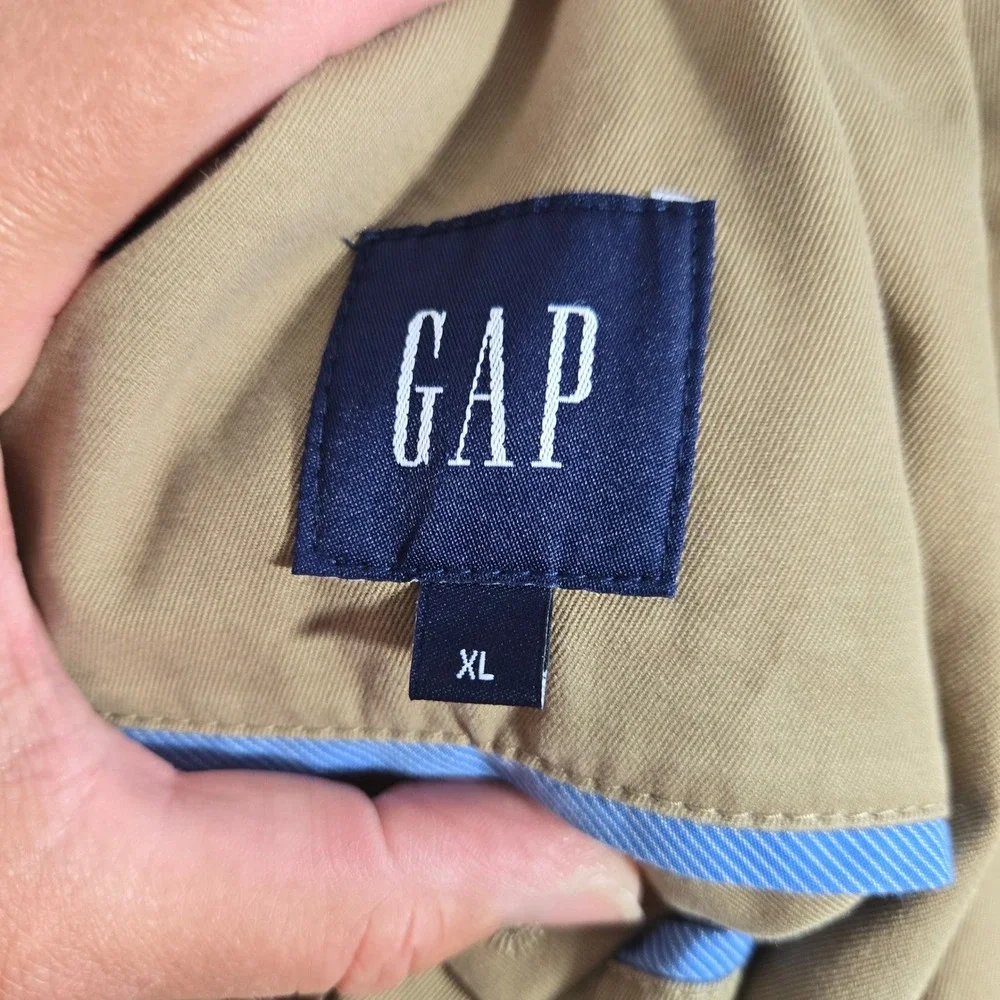 GAP Mens XL Khaki Cotton Twill Blazer Sport Coat Jacket Tan 2-Button Casual